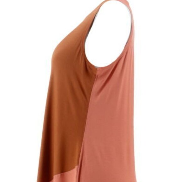 NEW NWOT LOGO Layers Lori Goldstein Color Block Knit Tank Tunic Top Sienna XXS - Picture 4 of 16